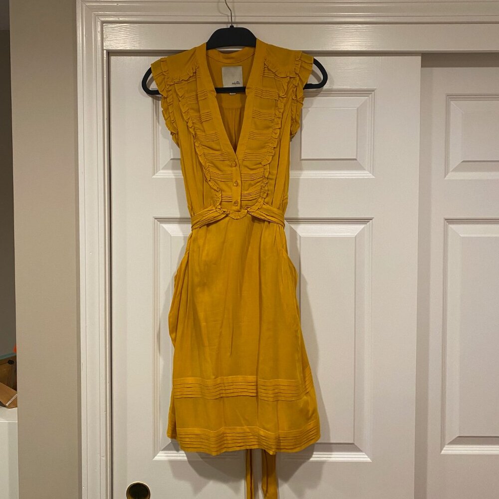 Anthropologie Odille Mustard Yellow Dress